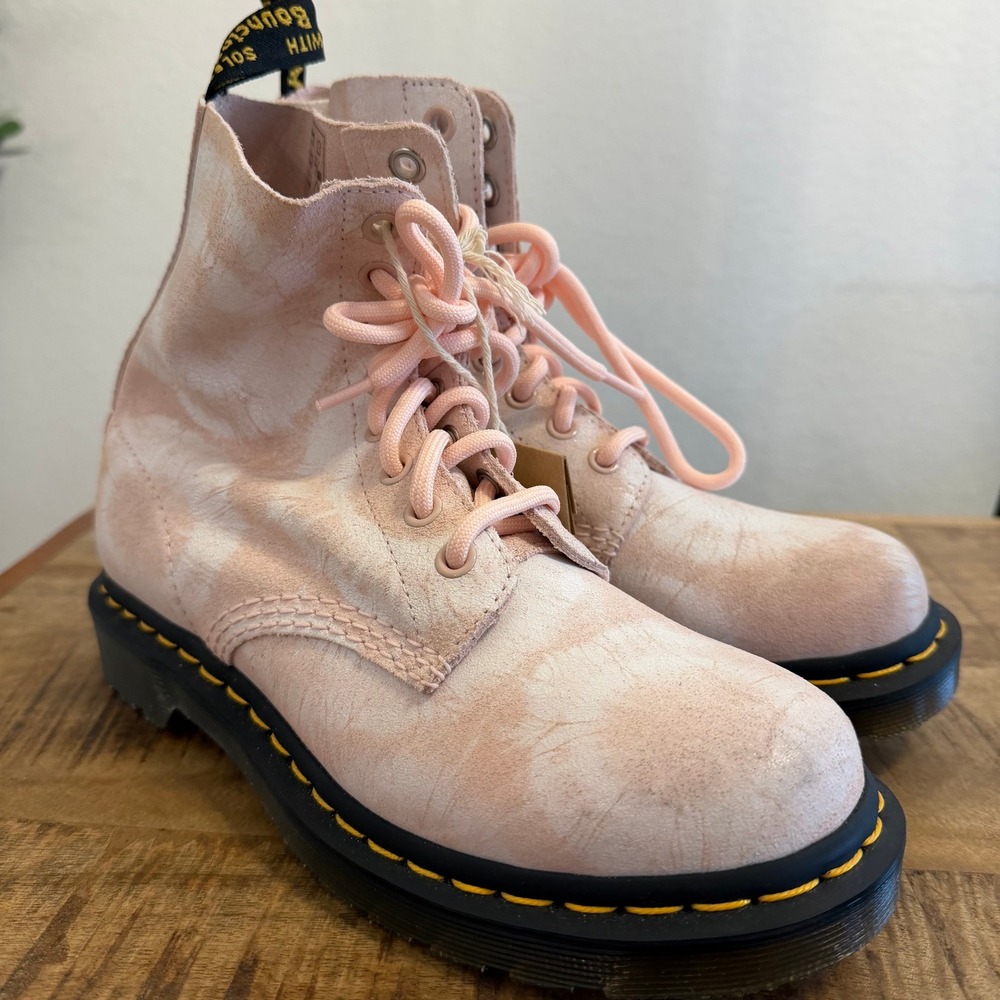 Dr. Martens 1460 Pascal Tie Dye Peach Pink Leather Boots Womens 6